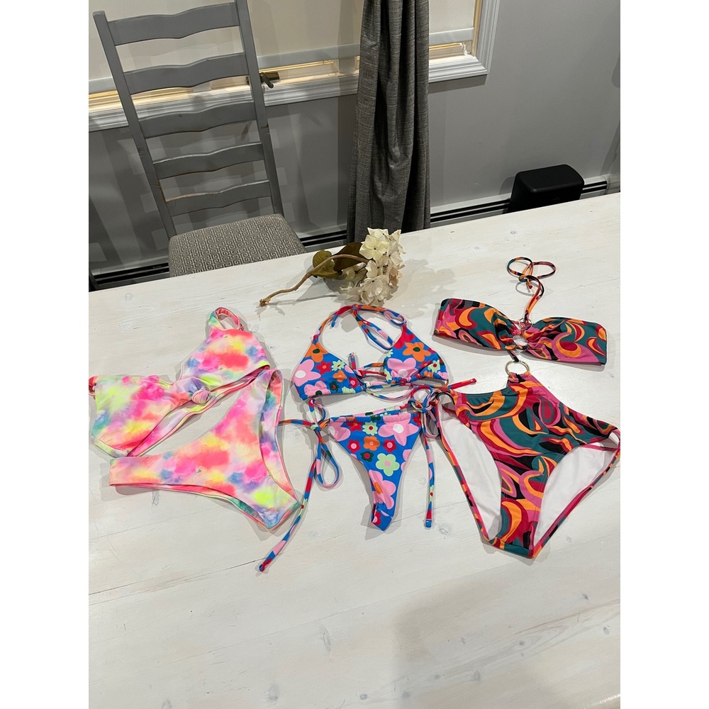 Lot of‎ 3 bikini Colorful swimwear Summer Beach Vacation size M